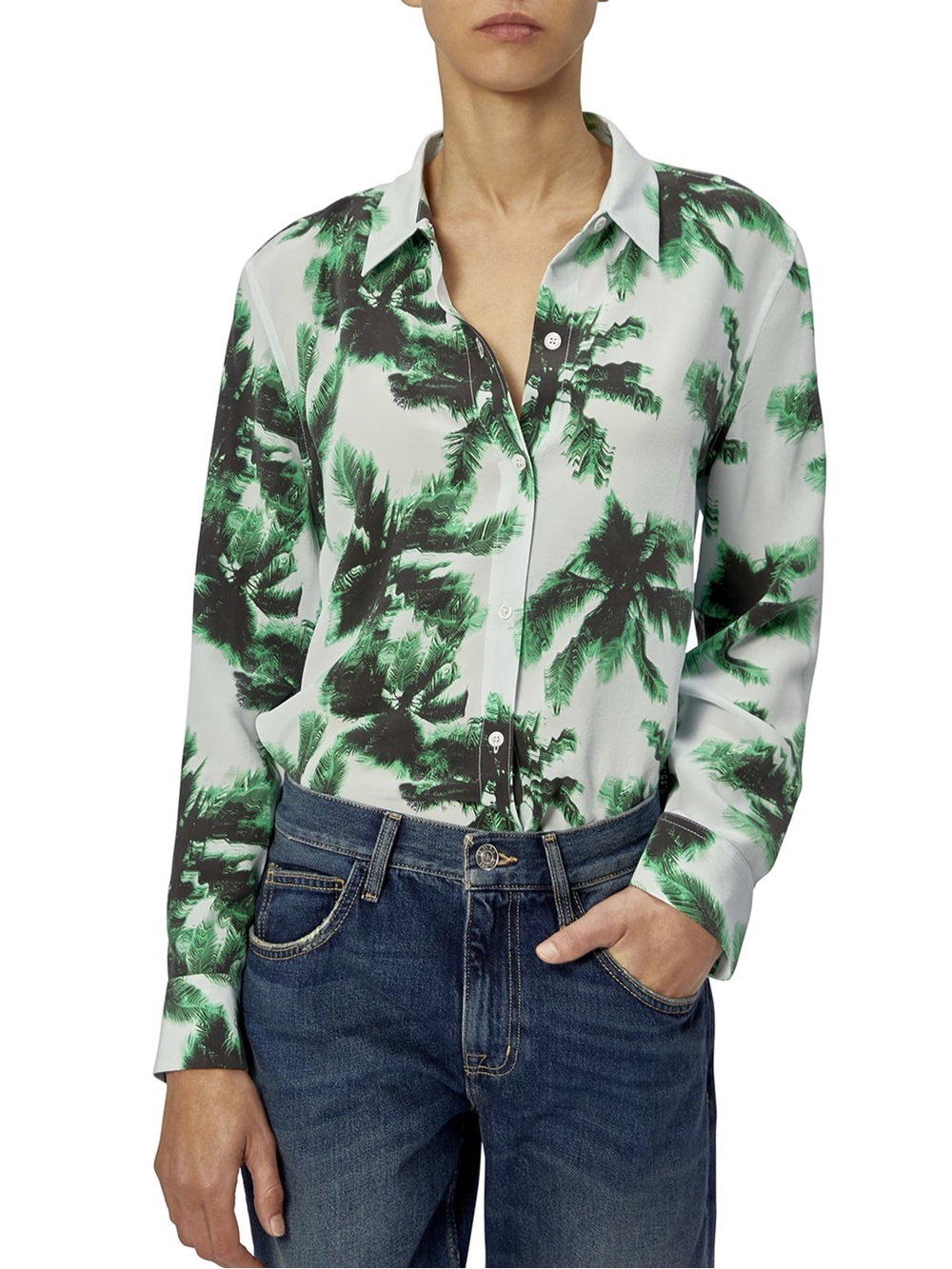 EQUIPMENT FEMME | Leema Printed Silk Button Down Shirt | M